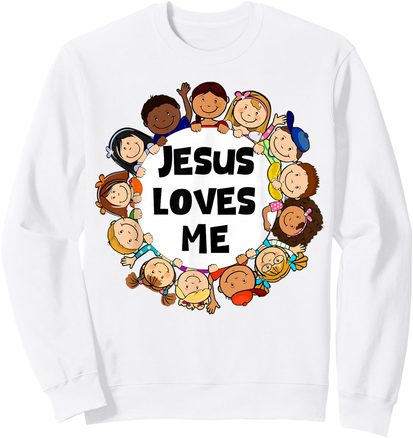 Kids Jesus Loves Me Cute Christian Faith Girl Boy Toddler Sweatshirt - Sweatshirt | White