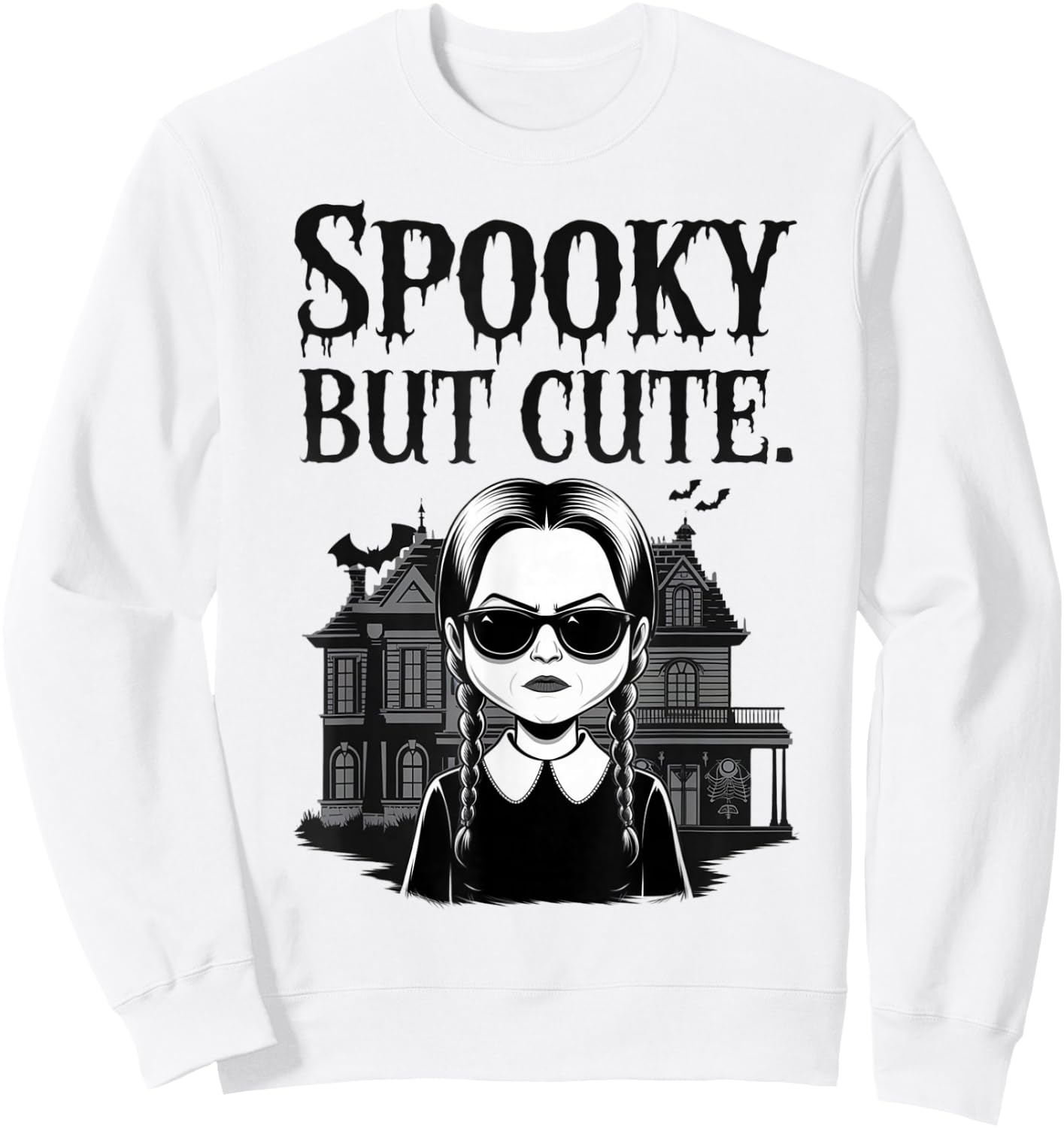 Spooky But Cute Halloween Costume for Girls Sweatshirt - Sweatshirt | White