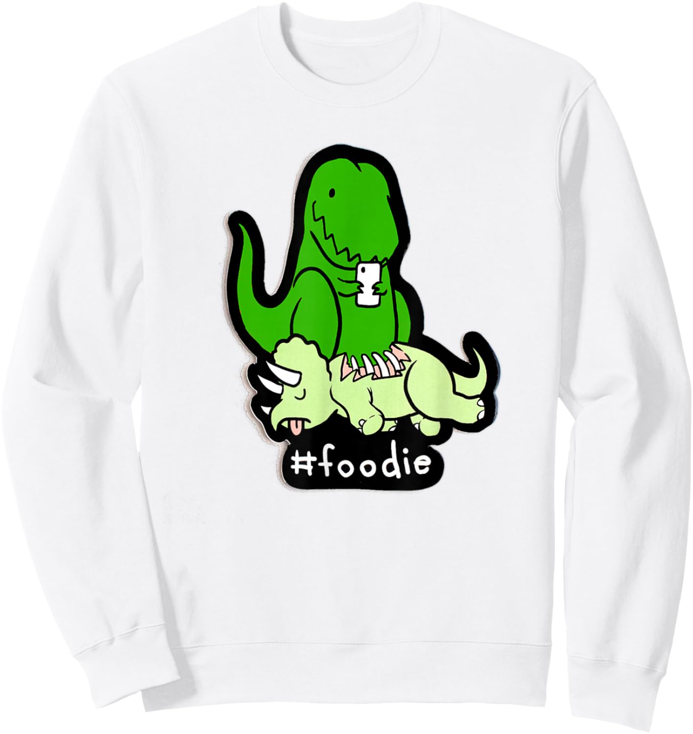 hashstag Foodie Dinosaur Funny Sweatshirt - Sweatshirt | White