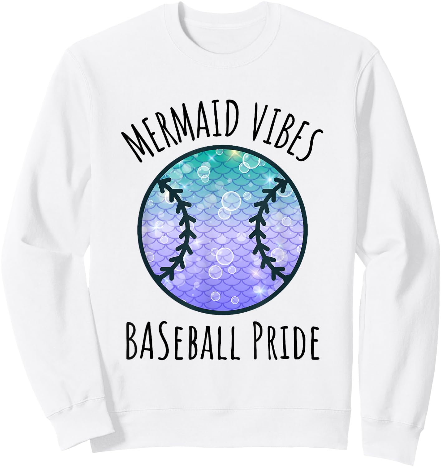 Mermaid Vibes Baseball Girl Fishtail Ocean Team Shell Games Sweatshirt - Sweatshirt | White