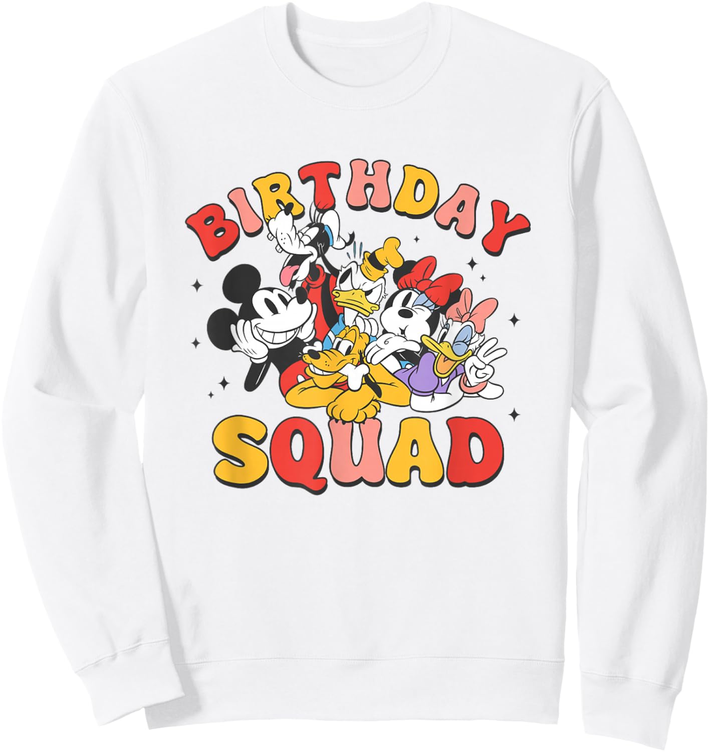 Disney Mickey and Friends Birthday Squad Vintage Group Sweatshirt - Sweatshirt | White