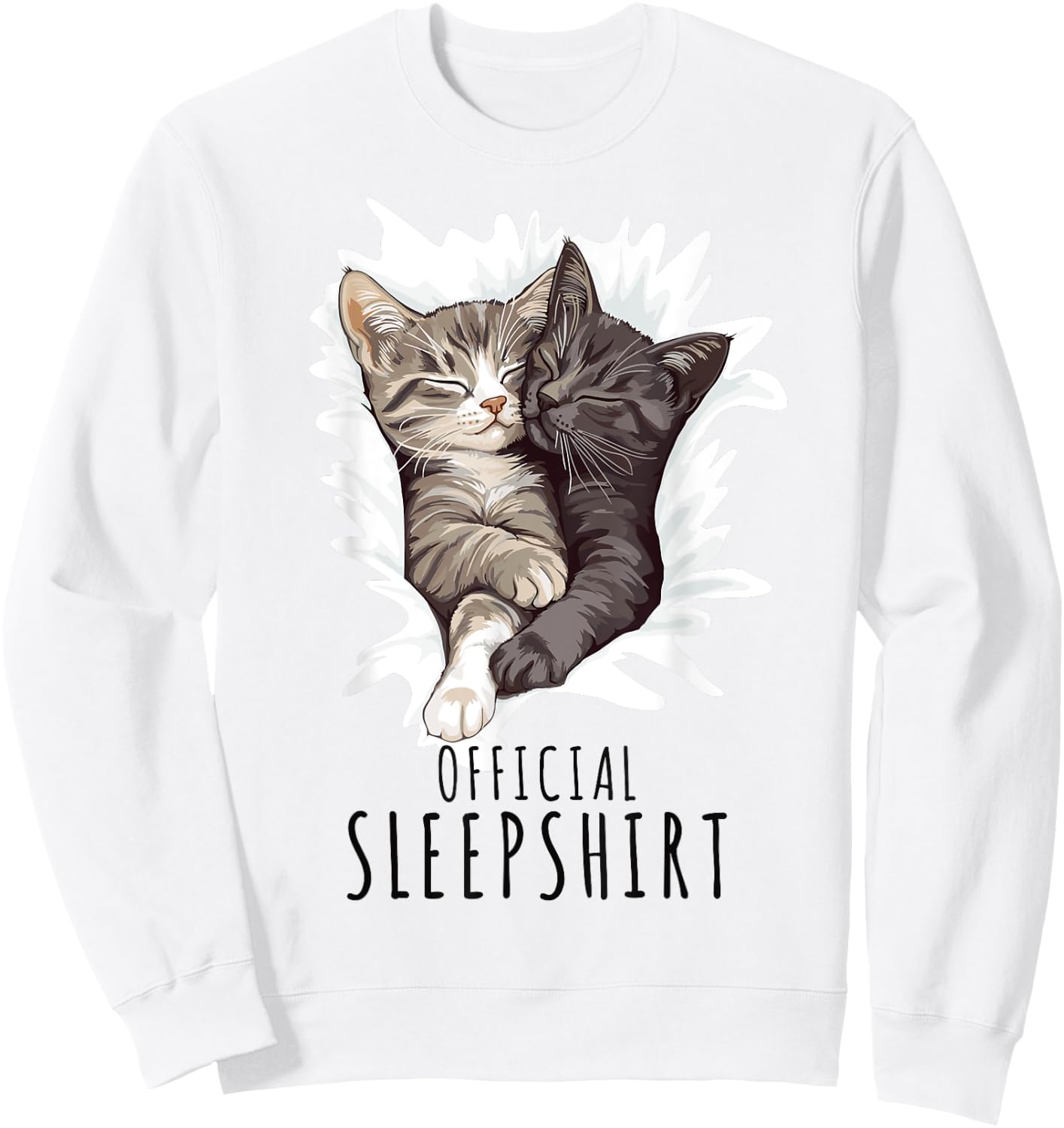 Cuddling Cats Sleepshirt Official Sleepshirt Cats Sweatshirt - Sweatshirt | White