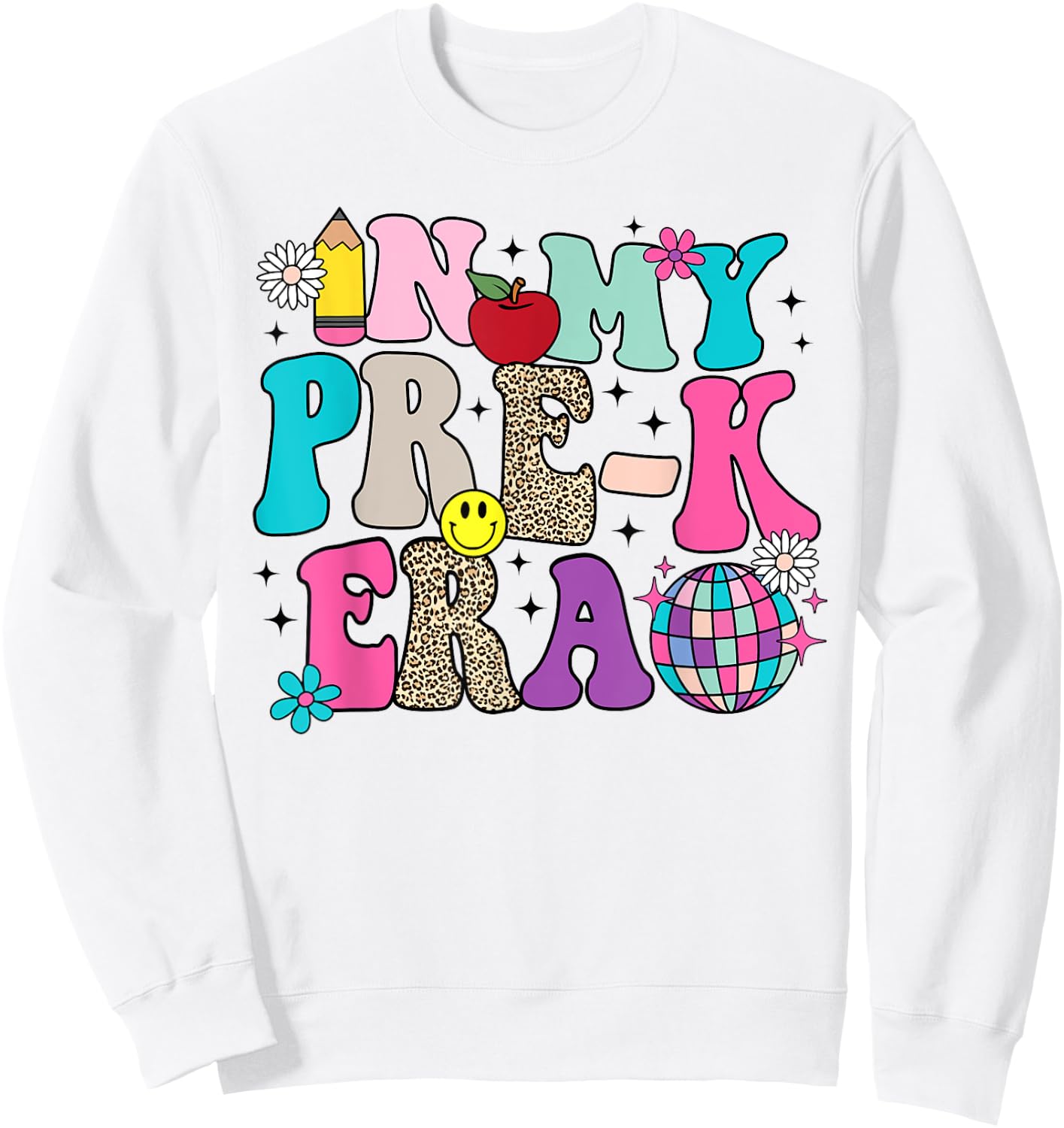 In My Pre-K Era Back To School Retro Groovy Preschool Sweatshirt - Sweatshirt | White