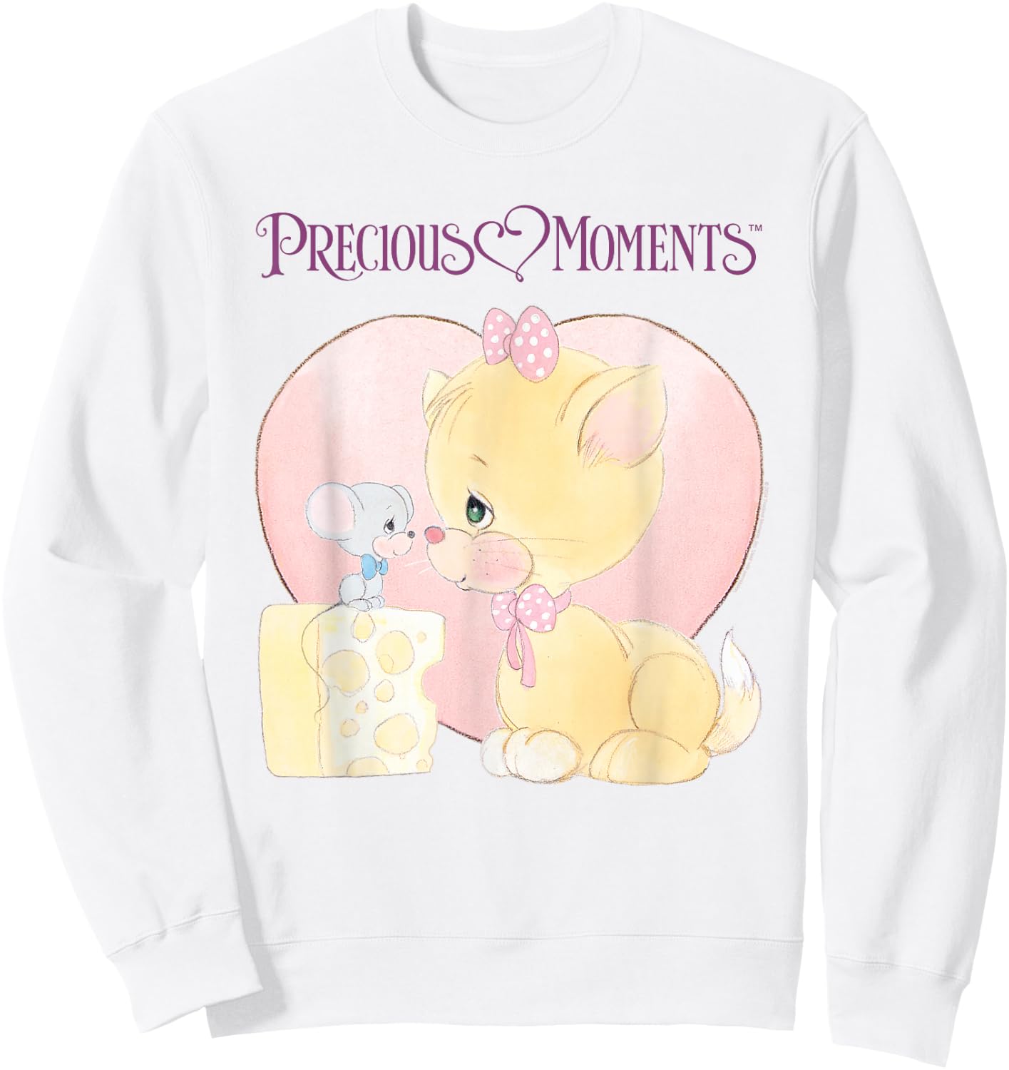 Precious Moments Cat and Mouse with Cheese Sweatshirt - Sweatshirt | White