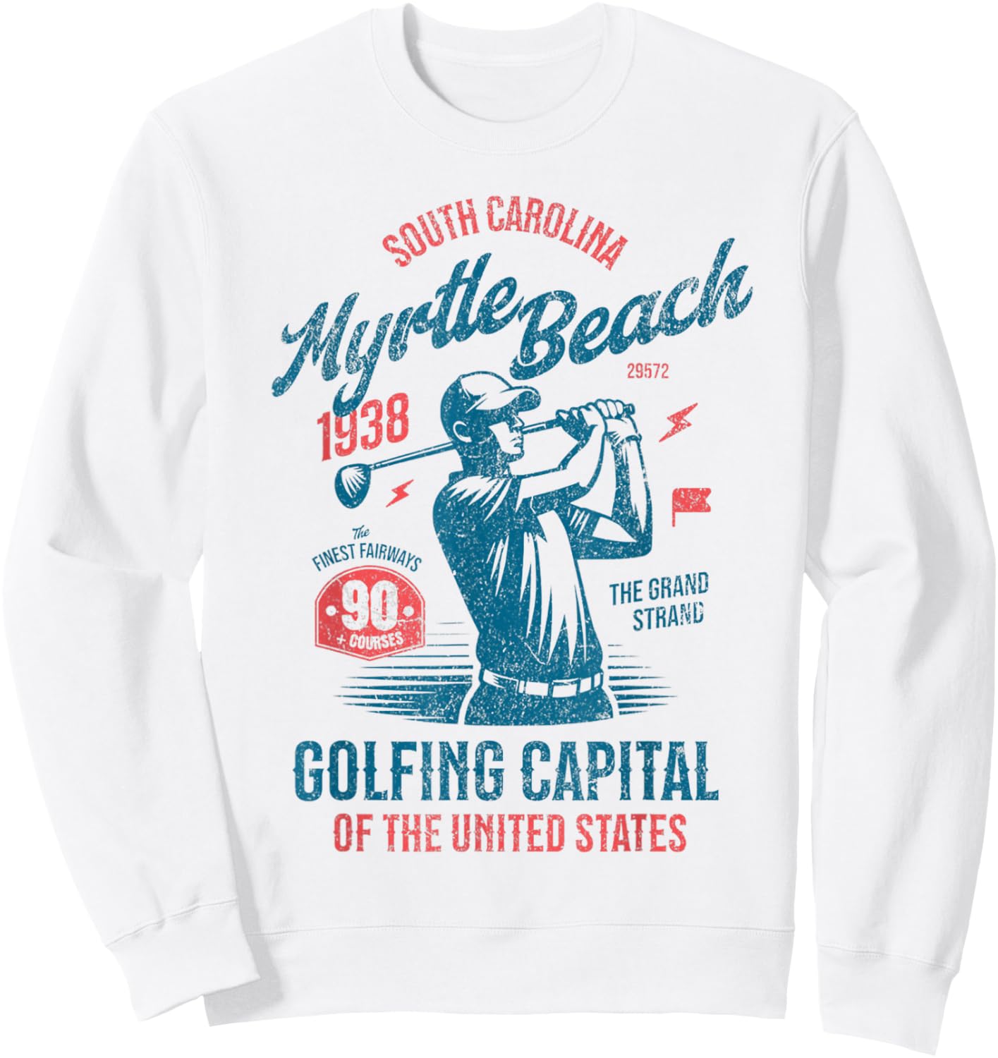 Myrtle Beach South Carolina Golfing Capital Golf Sweatshirt - Sweatshirt | White