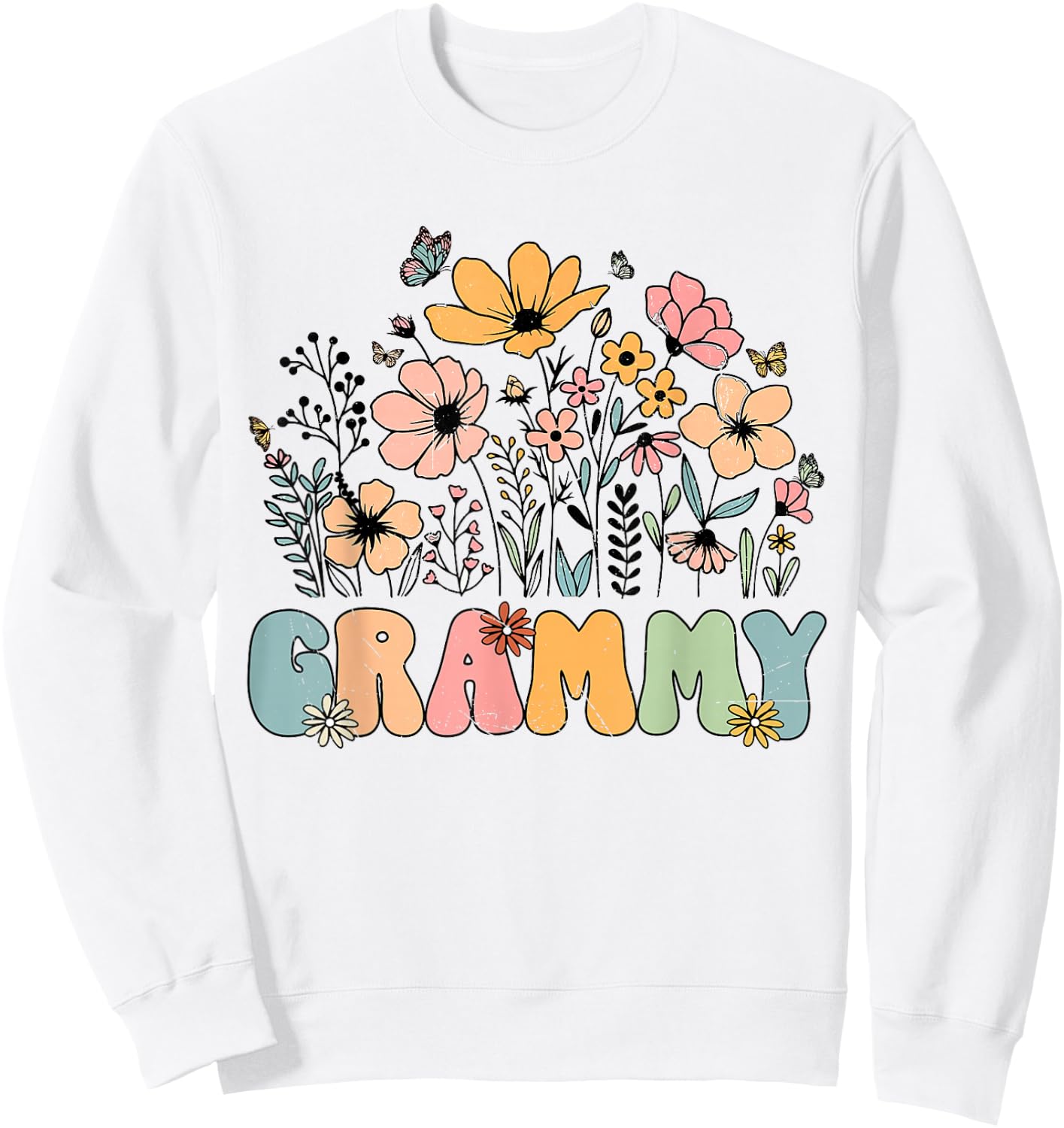 Wildflower Grammy shirt Grammie Grandmother Announcement Sweatshirt - Sweatshirt | White