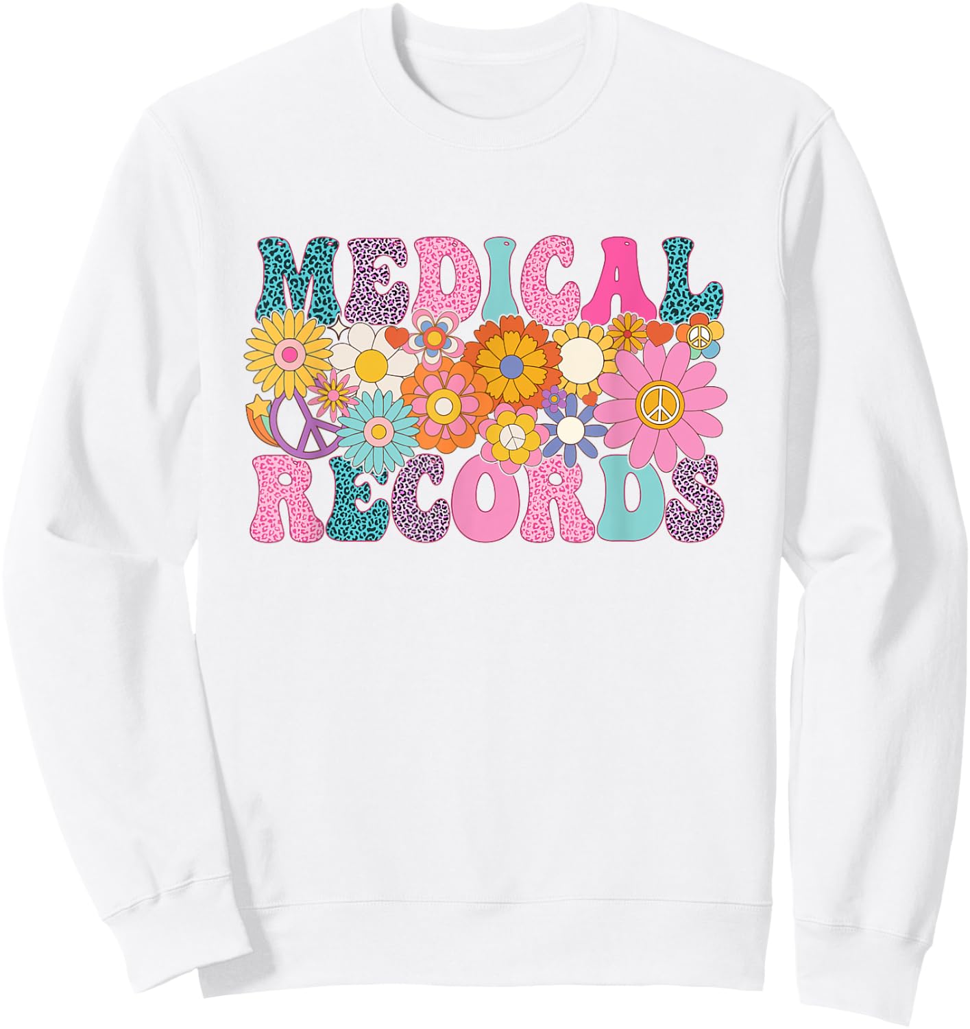 Medical Records Week Groovy Leopard Appreciation Day Women Sweatshirt - Sweatshirt | White