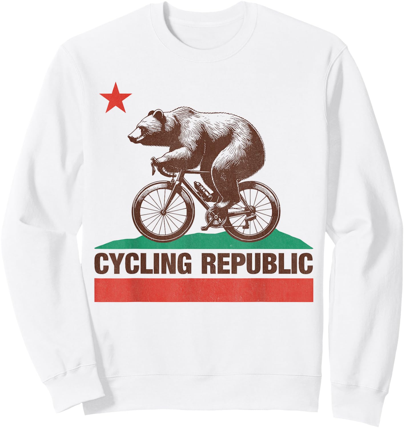California Flag Cycling Republic - Bear Cyclist Sweatshirt - Sweatshirt | White