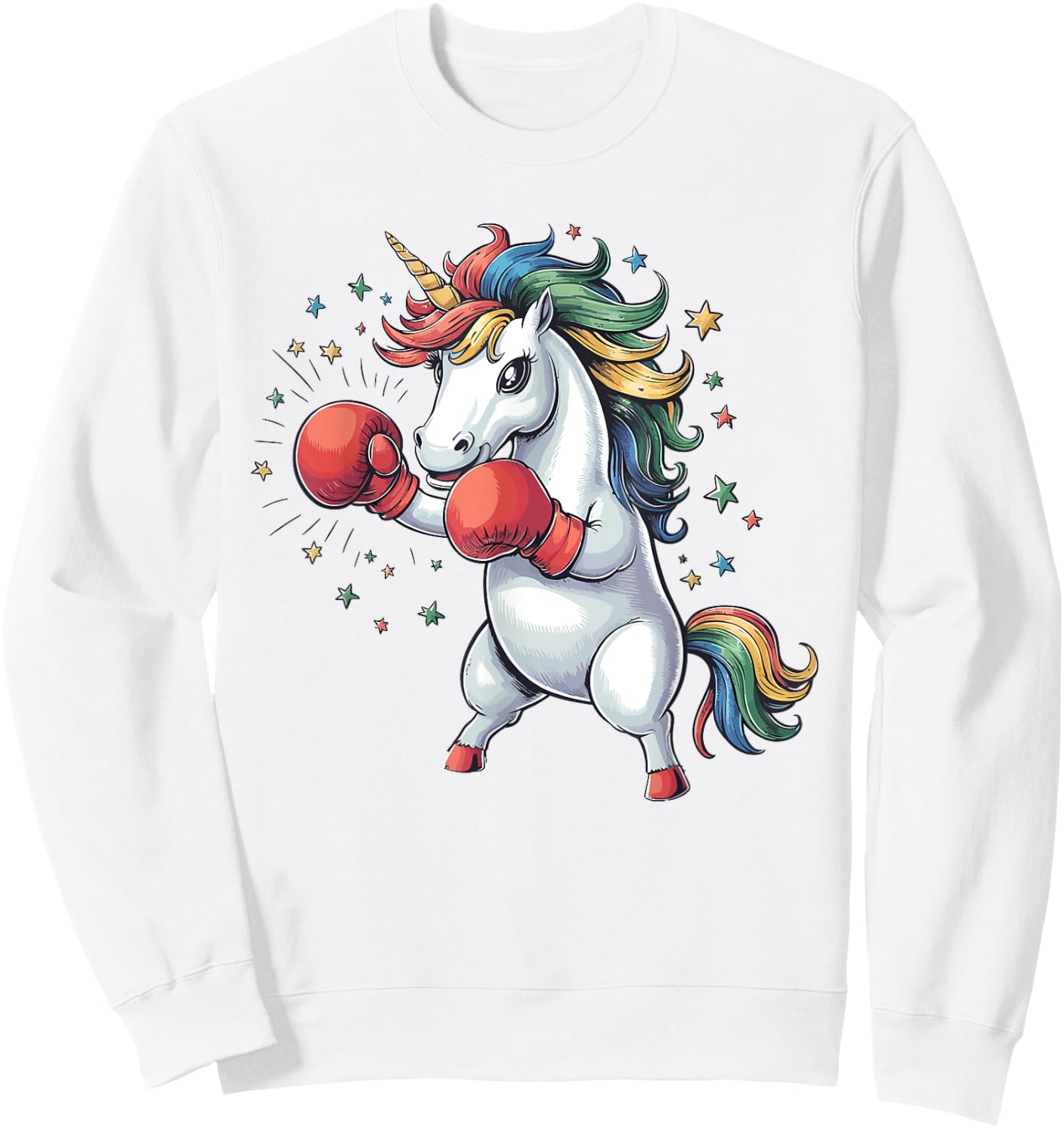 Boxing Unicorn with Gloves Kids Adults Fighting Kickboxing Sweatshirt - Sweatshirt | White