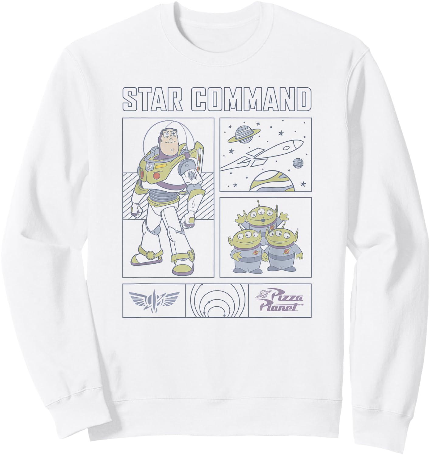 Disney Pixar Toy Story Buzz Lightyear Star Command Comic Sweatshirt - Sweatshirt | White