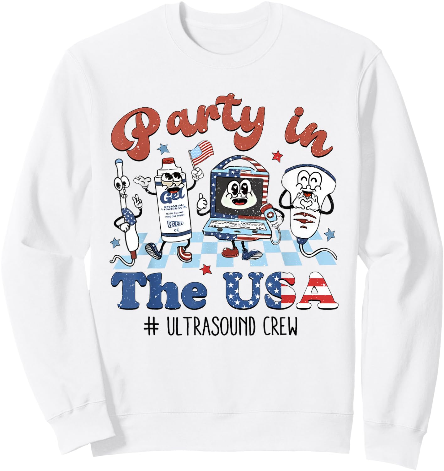 Women Retro Ultrasound Tech 4th of July Sonographer RDMS Sweatshirt - Sweatshirt | White