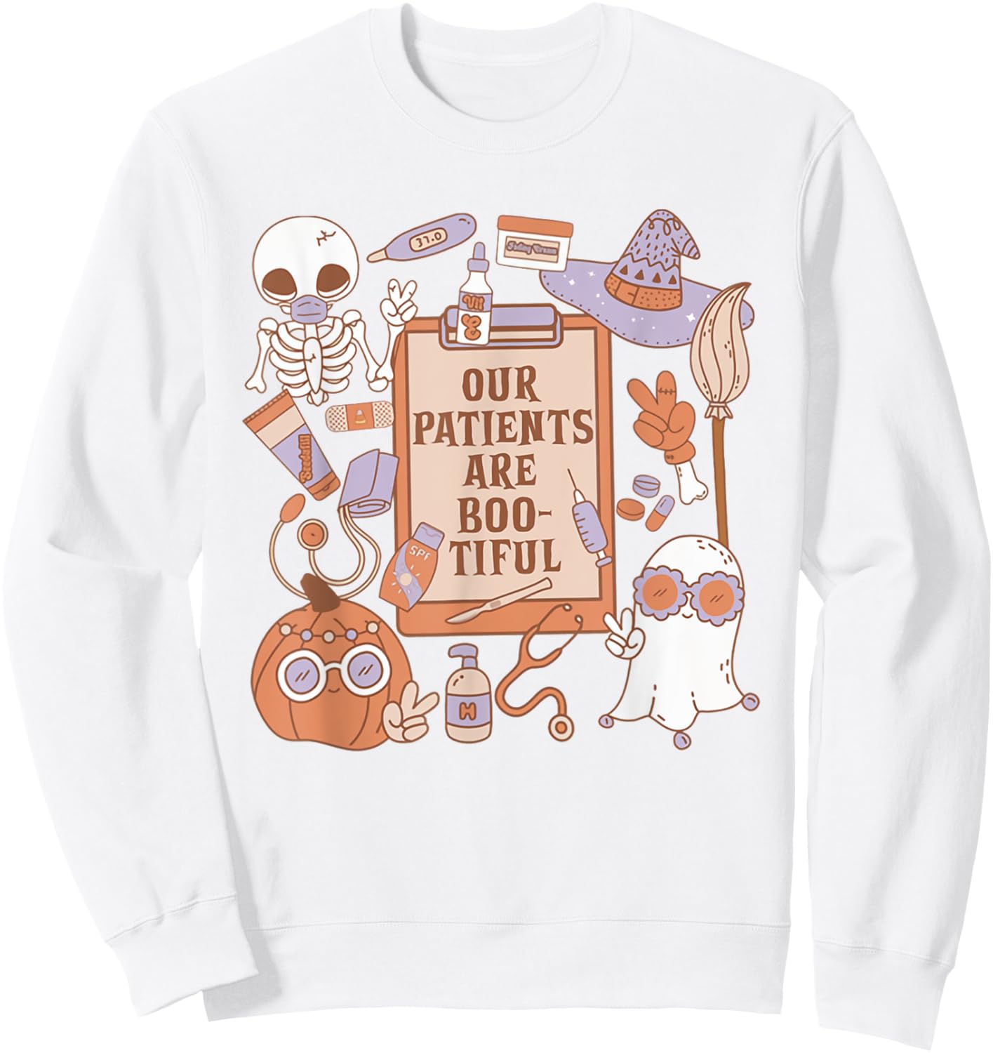 Women Dermatology Halloween Ghosts Our Patients Are Bootiful Sweatshirt - Sweatshirt | White