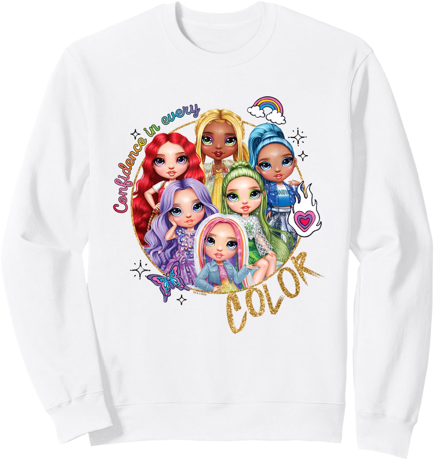 Rainbow High Confidence in Every Color Retro Group Portrait Sweatshirt - Sweatshirt | White