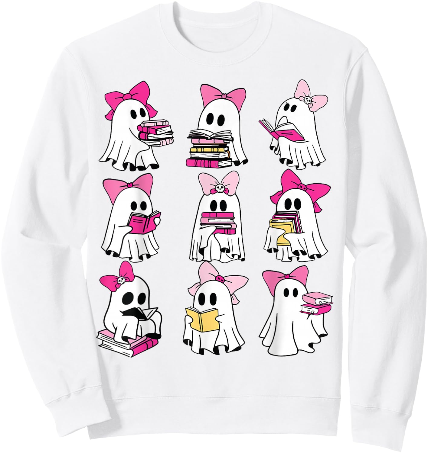 Halloween Pink Ghost Read More Books Spooky Boo Teacher Kids Sweatshirt - Sweatshirt | White