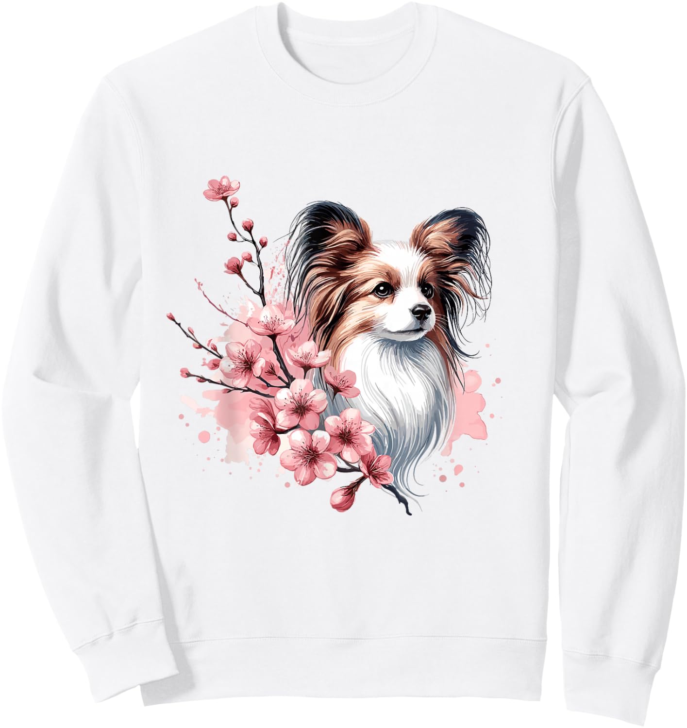 Cherry Blossoms Watercolour Papillon Sweatshirt - Sweatshirt | White