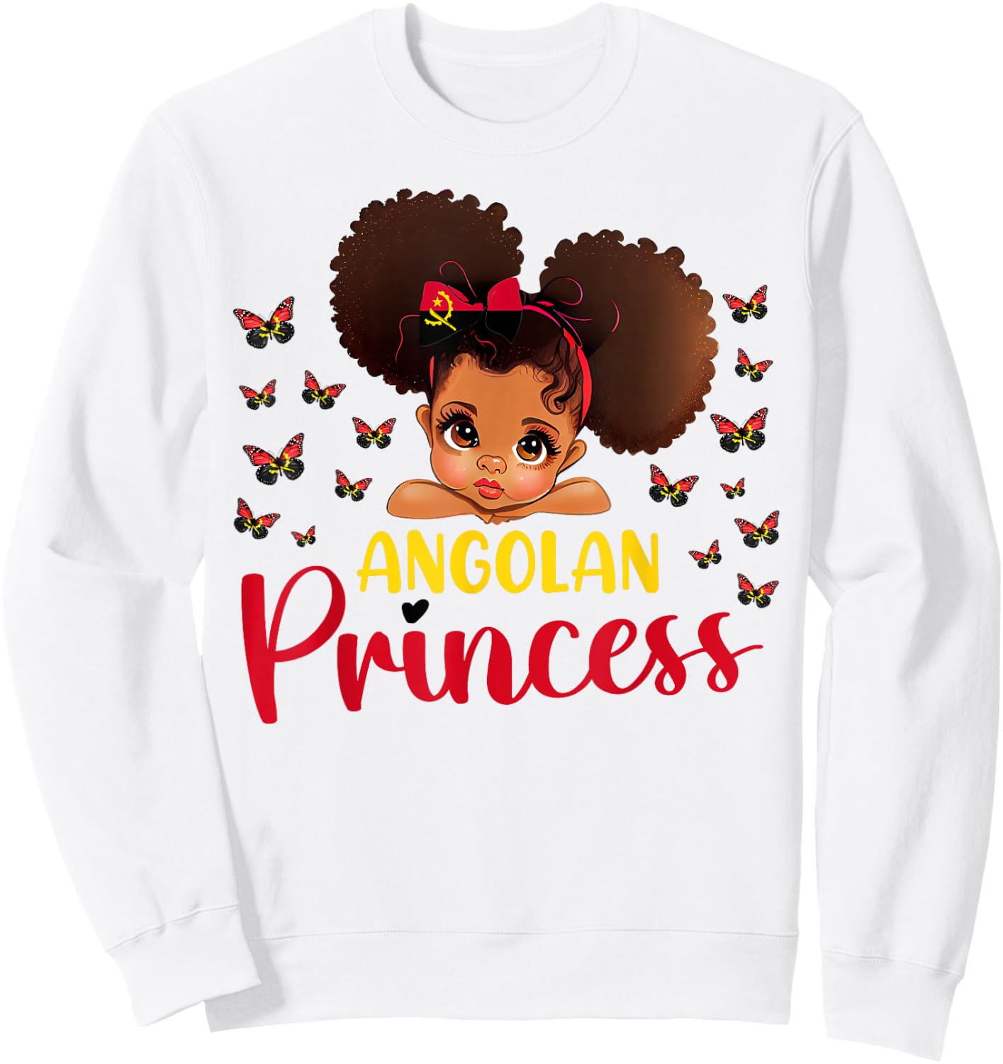 Angolan Princess Angola for Black Girls Kids Sweatshirt - Sweatshirt | White