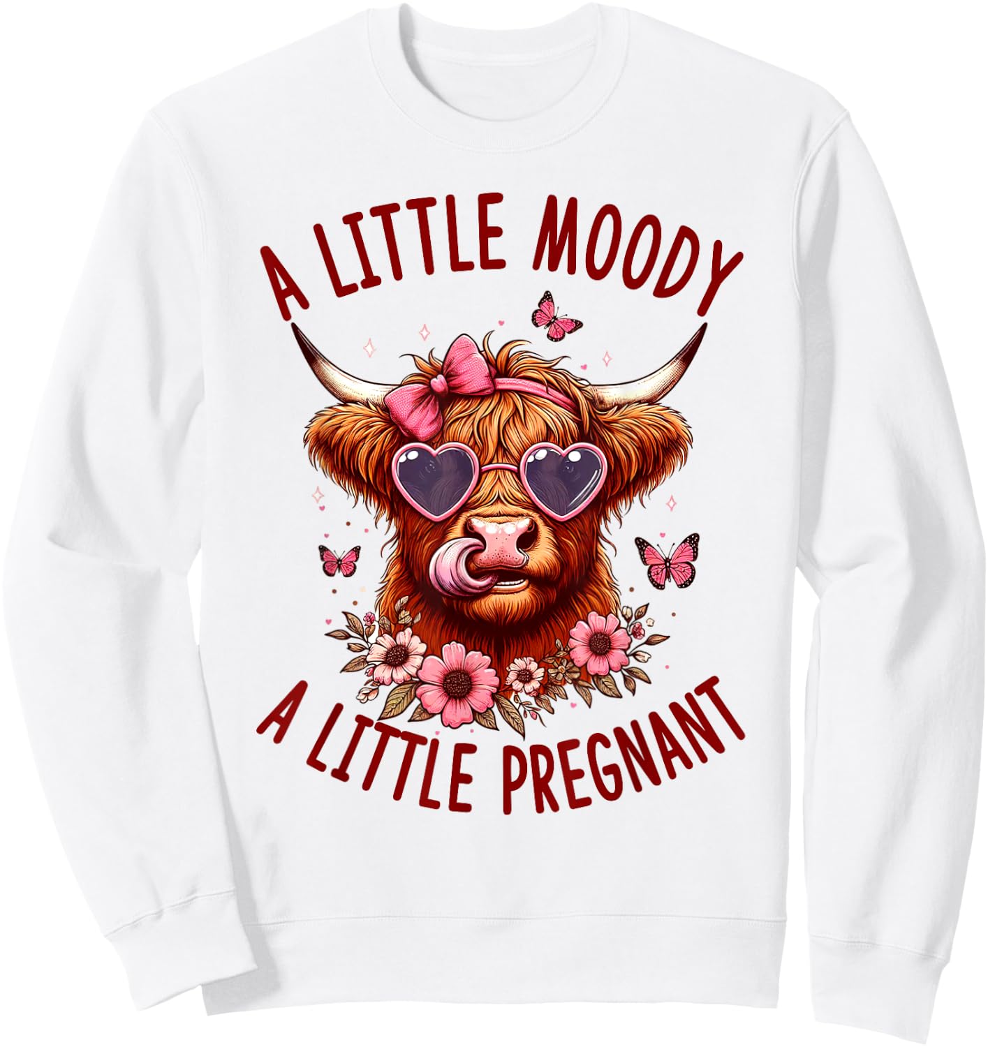 Western Pregnancy Reveal A Little Moody A Little Pregnant Sweatshirt - Sweatshirt | White