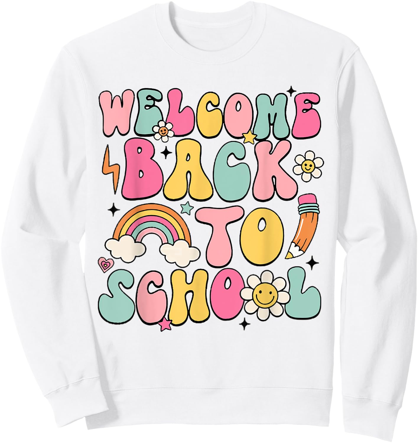 Retro Welcome Back to School Teacher Appreciation Boys Girls Sweatshirt - Sweatshirt | White