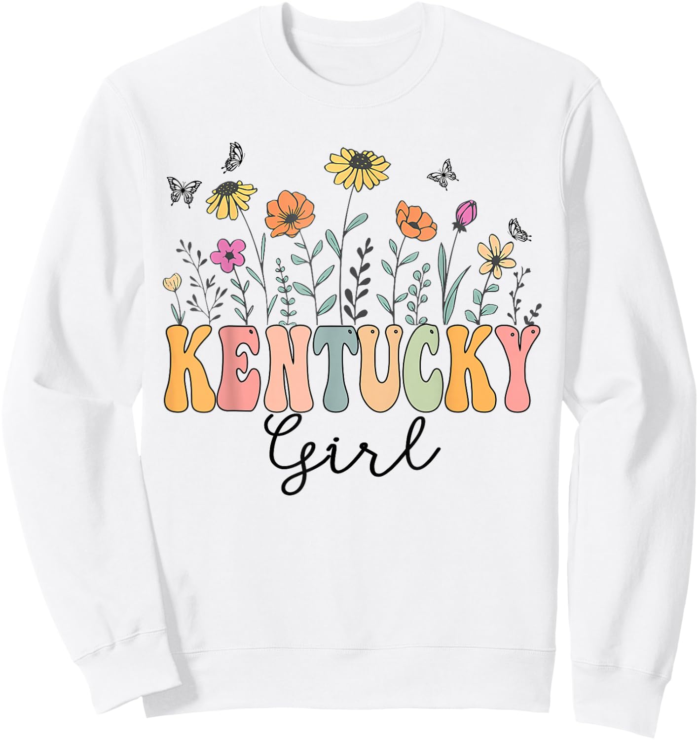 Kentucky Girl Wildflower Groovy Kentucky Lover Sweatshirt - Sweatshirt | White