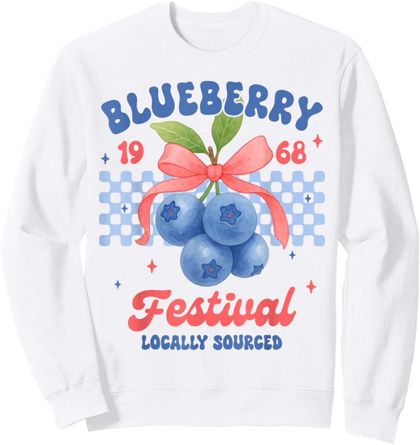 Blueberry Festival Farmers Market Coquette Locally Sourced Sweatshirt - Sweatshirt | White