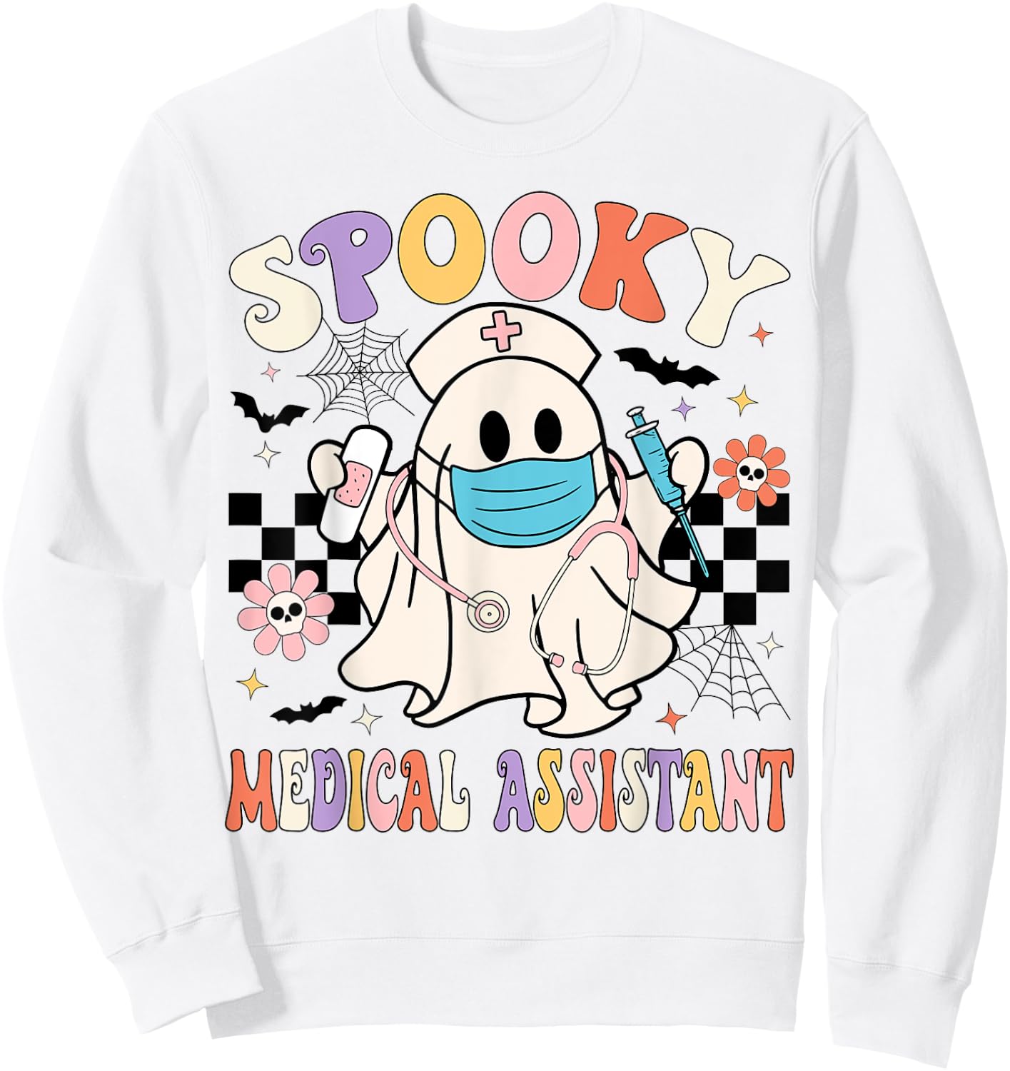 Spooky Medical Assistant Ghost Medical Assistant Halloween Sweatshirt - Sweatshirt | White
