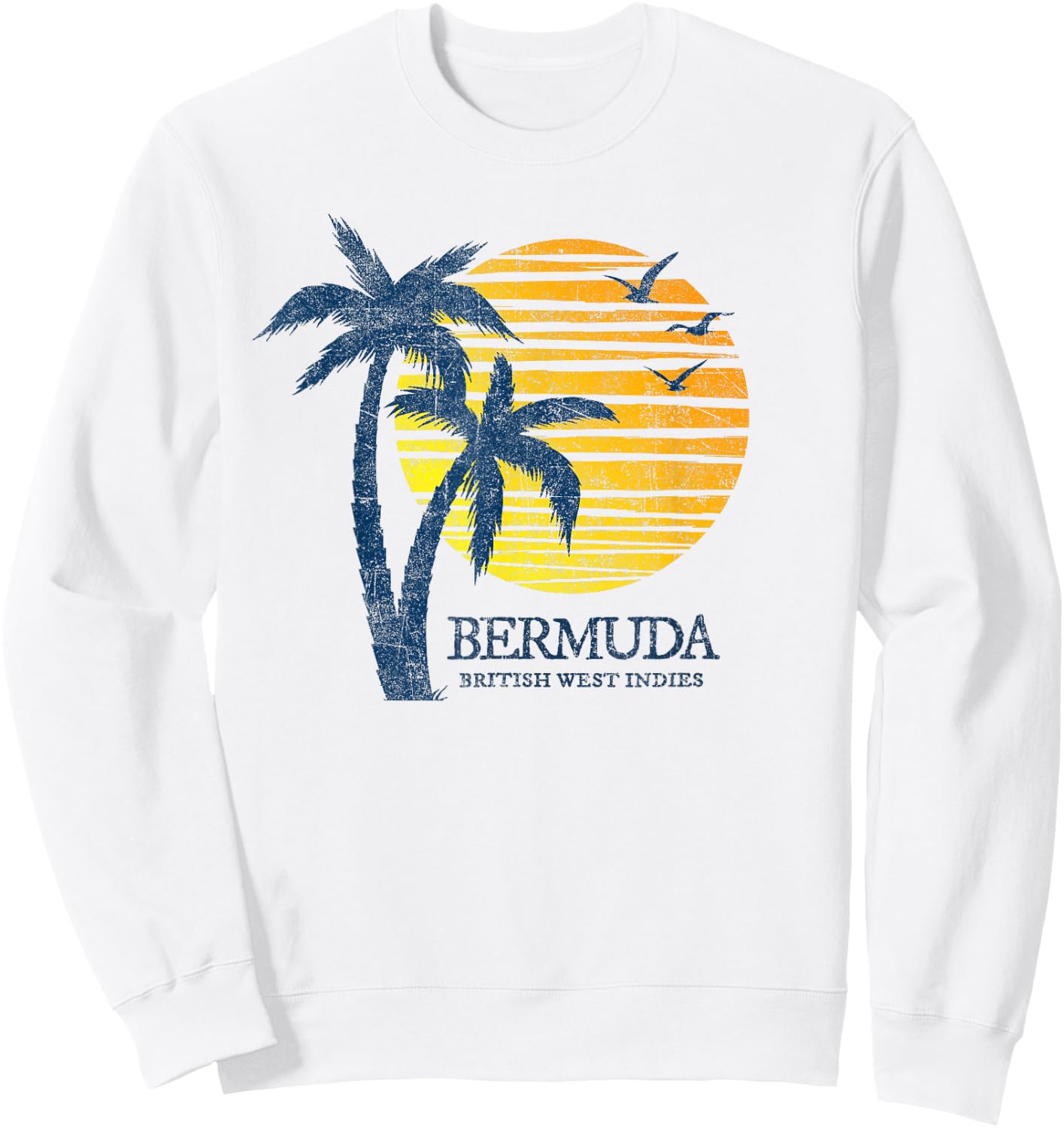 Vintage Bermuda Retro Throwback Cruise Beach Sunset Souvenir Sweatshirt - Sweatshirt | White