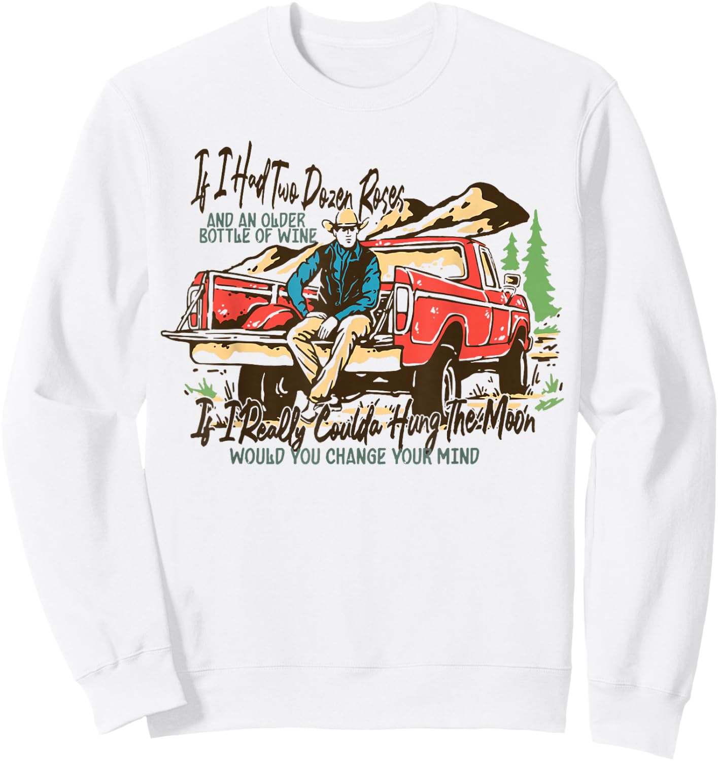 Vintage 80s Country Music Western Cowboy Sweatshirt - Sweatshirt | White