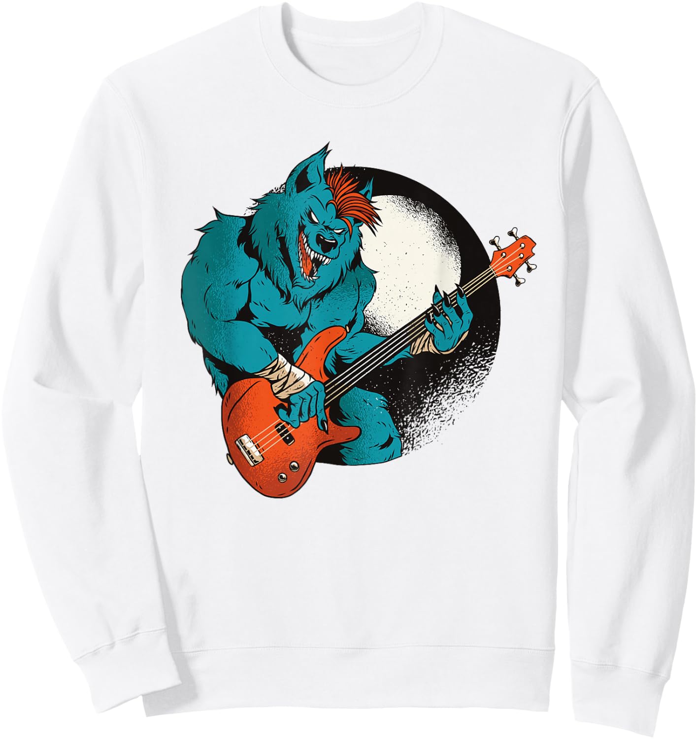 Werewolf Guitarist Guitar Music Musician Sweatshirt - Sweatshirt | White