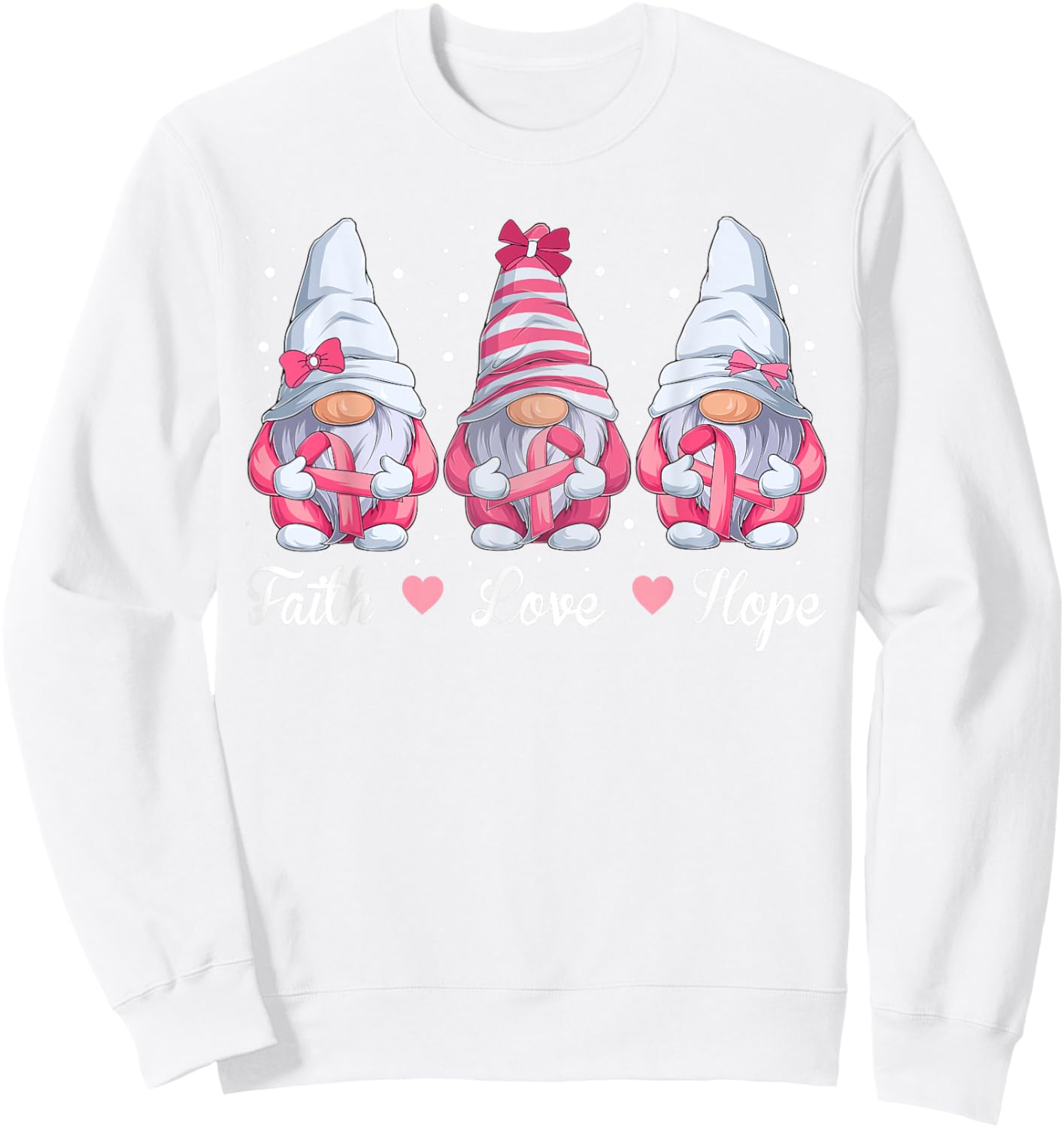 Breast Cancer Awareness, Gnomes Pink Ribbon Girls Sweatshirt - Sweatshirt | White