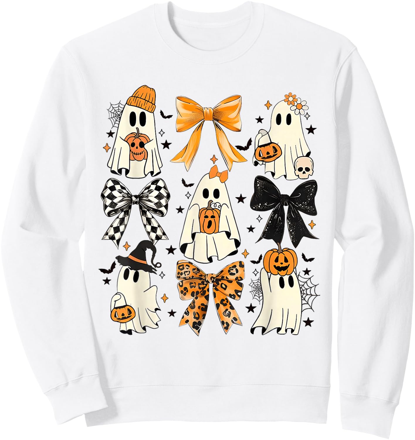 Coquette Bow Boo Witch Halloween Spooky Season Girls Sweatshirt - Sweatshirt | White