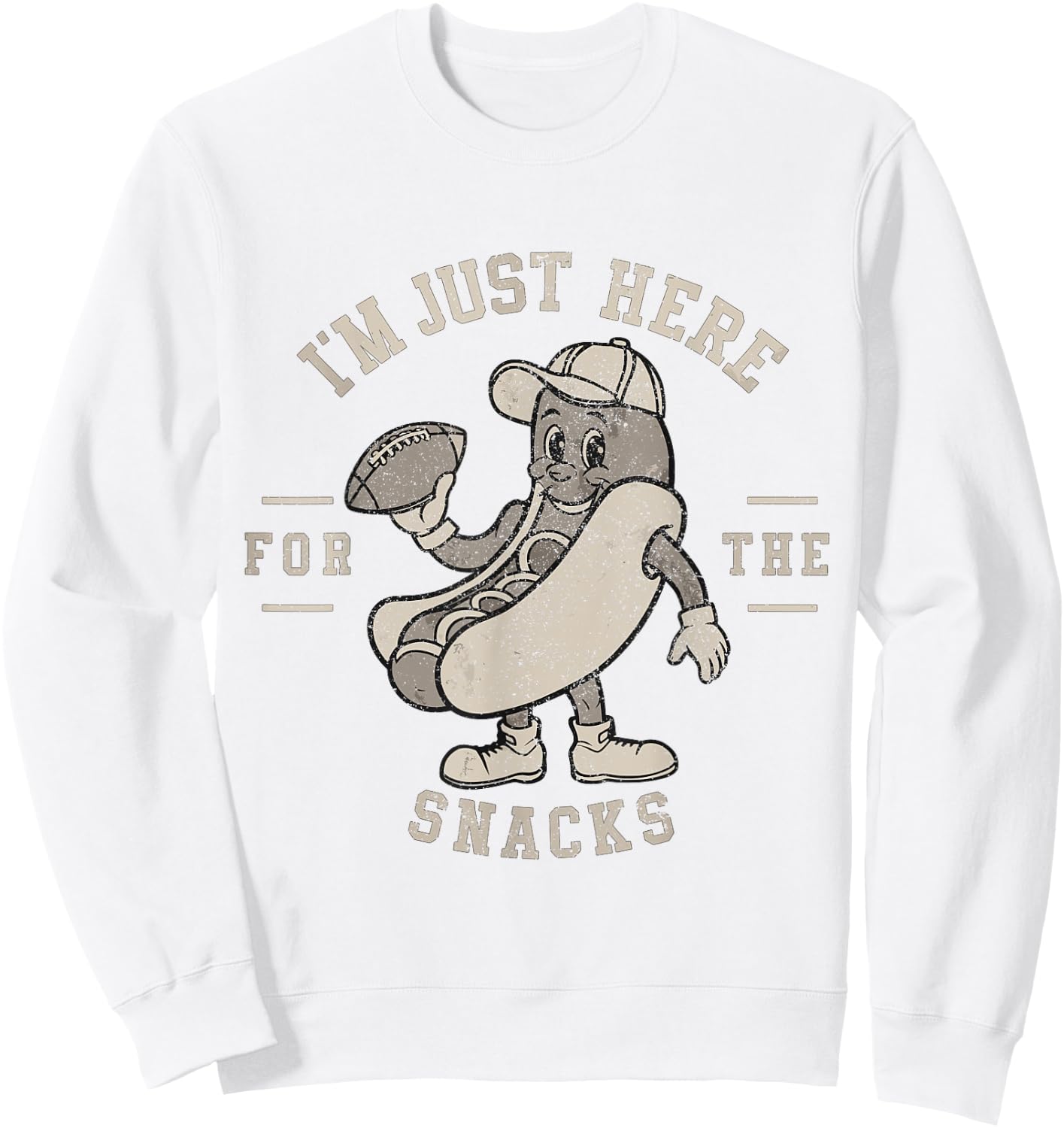 Funny I'm Just Here For The Snacks Football Sweatshirt - Sweatshirt | White