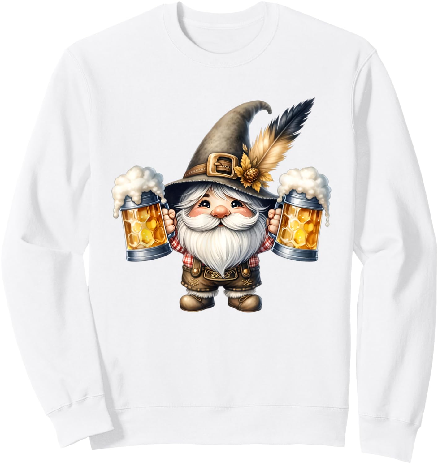 Funny Oktoberfest Graphic And Men German Gnome Sweatshirt - Sweatshirt | White