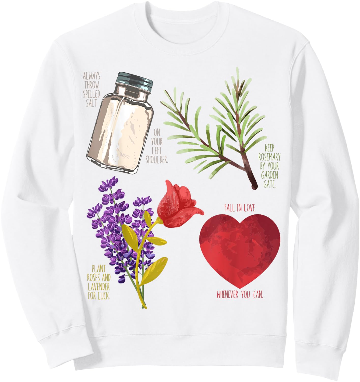 Practical Magic Salt Rosemary Lavender Love Witch Pagan Sweatshirt - Sweatshirt | White