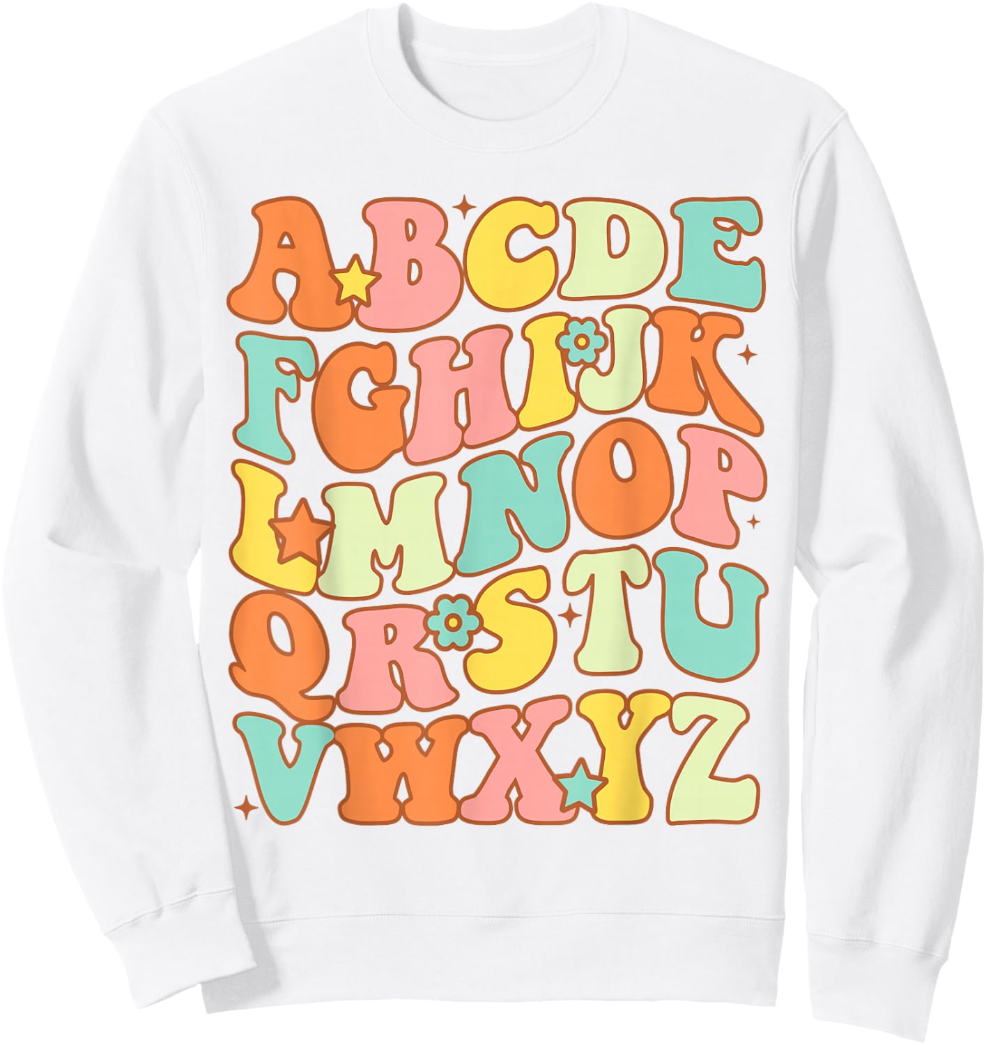 Groovy Letters Alphabet Learn ABCs Boy Girl Reading Teacher Sweatshirt - Sweatshirt | White