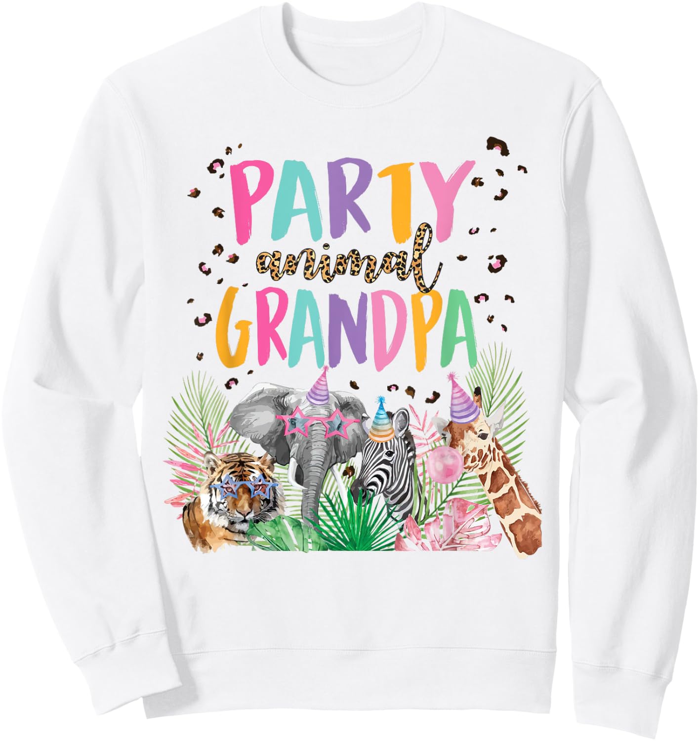 Grandpa Of The Birthday Boy Girl Zoo Theme Animal Party Sweatshirt - Sweatshirt | White