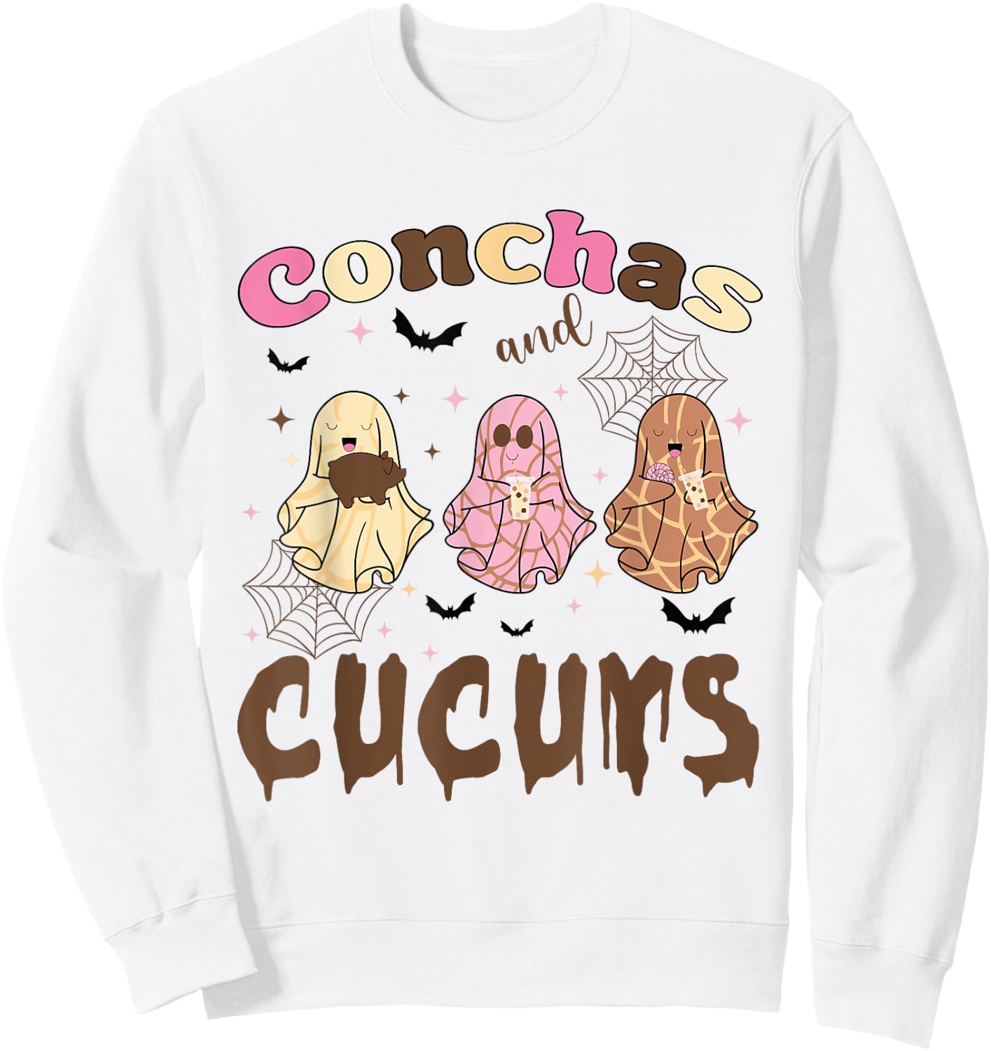 Conchas And Cucuys Funny Halloween Mexican Spooky Ghosts Sweatshirt - Sweatshirt | White