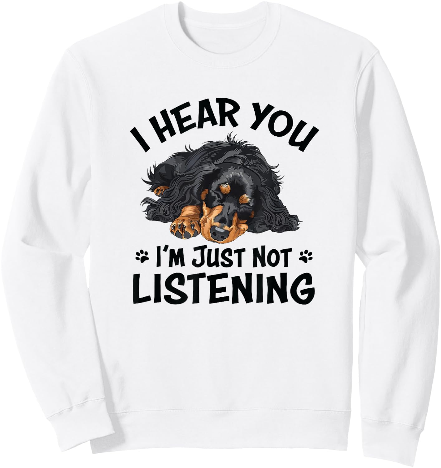Hear You Not Listening Black Long Haired Dachshund Lover Sweatshirt - Sweatshirt | White