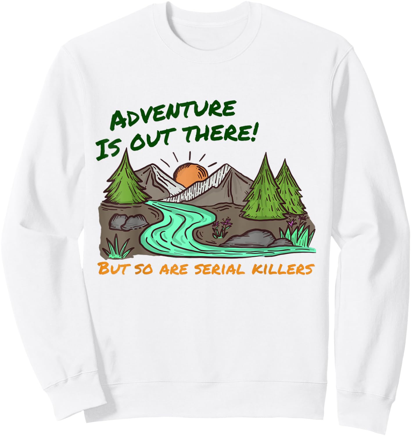 Retro Adventure Is Out There Funny Camping Women Men Gifts Sweatshirt - Sweatshirt | White