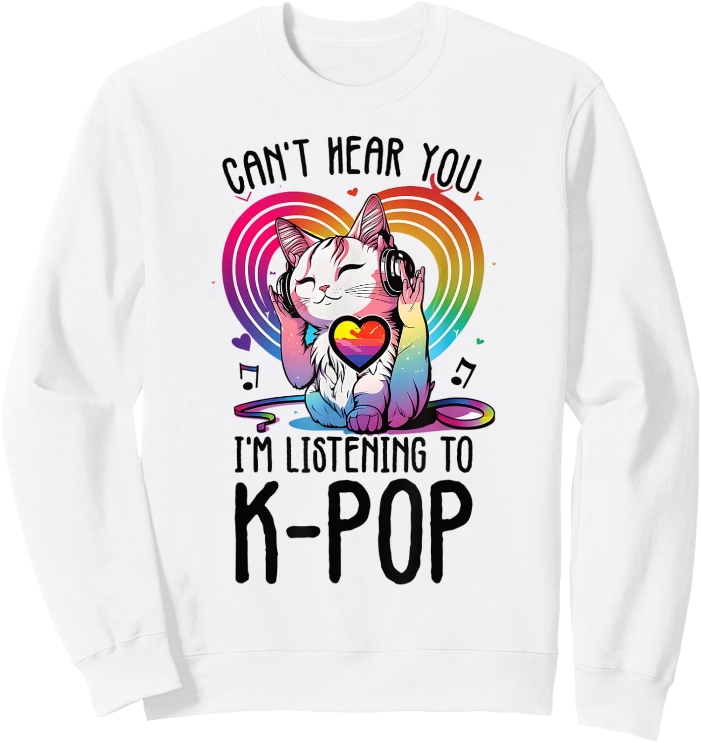 Powered By Kpop Merchandise Cat K-Pop Fashion Fangirls Sweatshirt - Sweatshirt | White