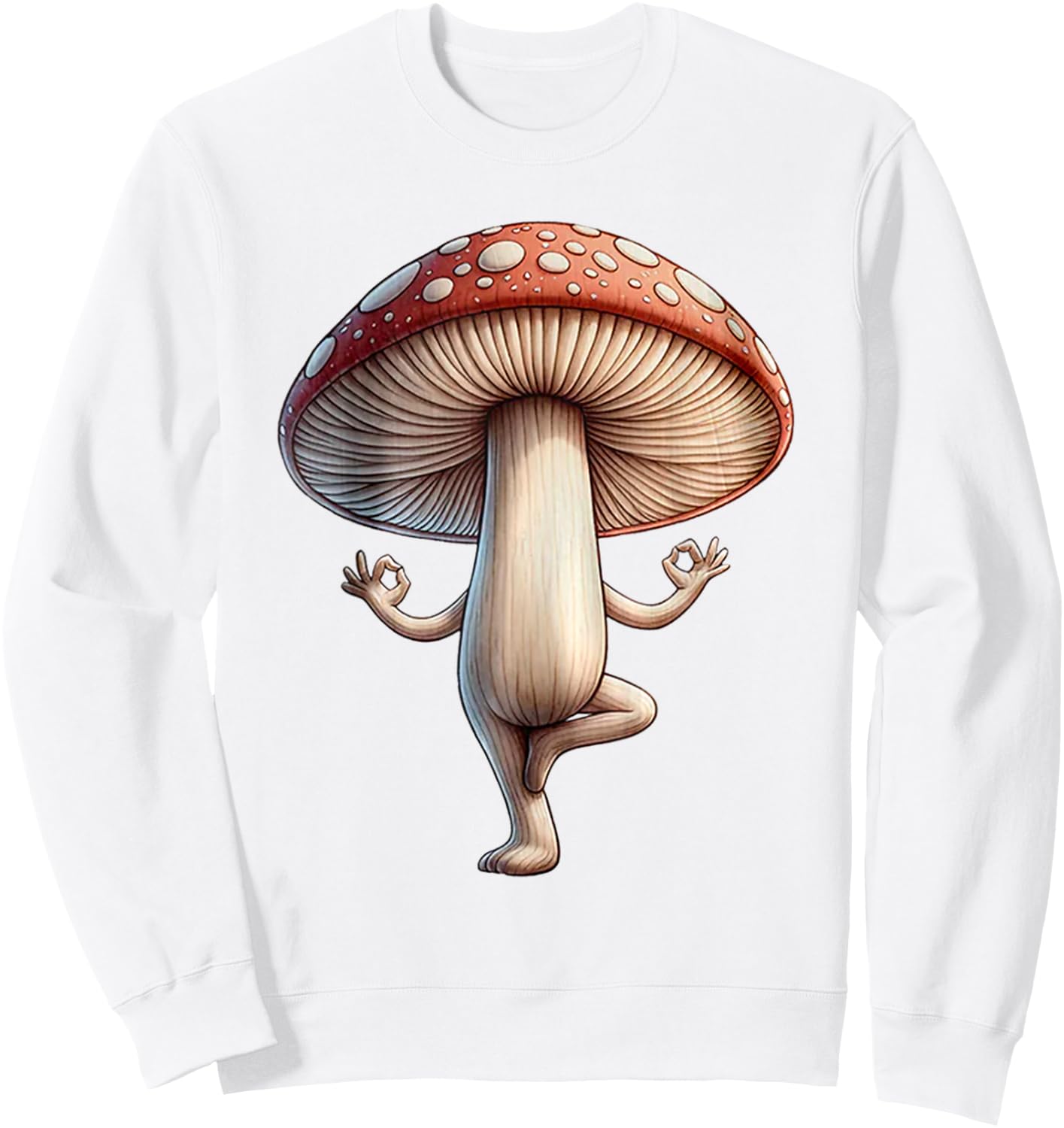 Funny Yoga Mushroom Sweatshirt - Sweatshirt | White