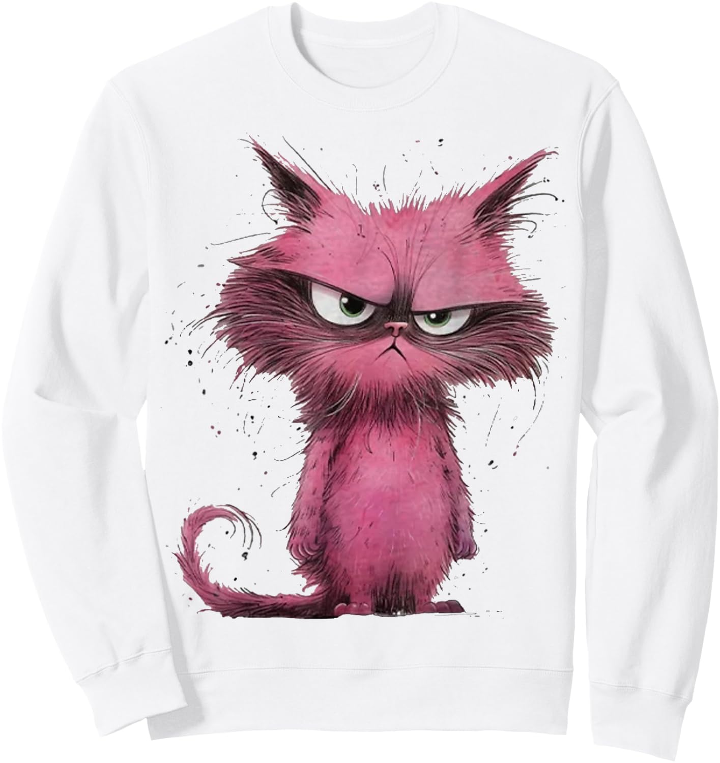 Funny Pink - Cat Angry Grumpy Cute Pet Cat lover Women Girls Kids Sweatshirt - Sweatshirt | White