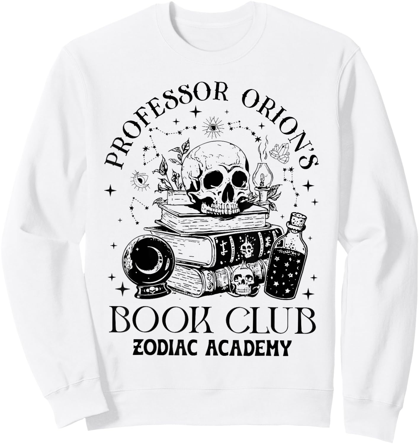 Professor Orions Book Club Halloween Skull Book Lover Sweatshirt - Sweatshirt | White