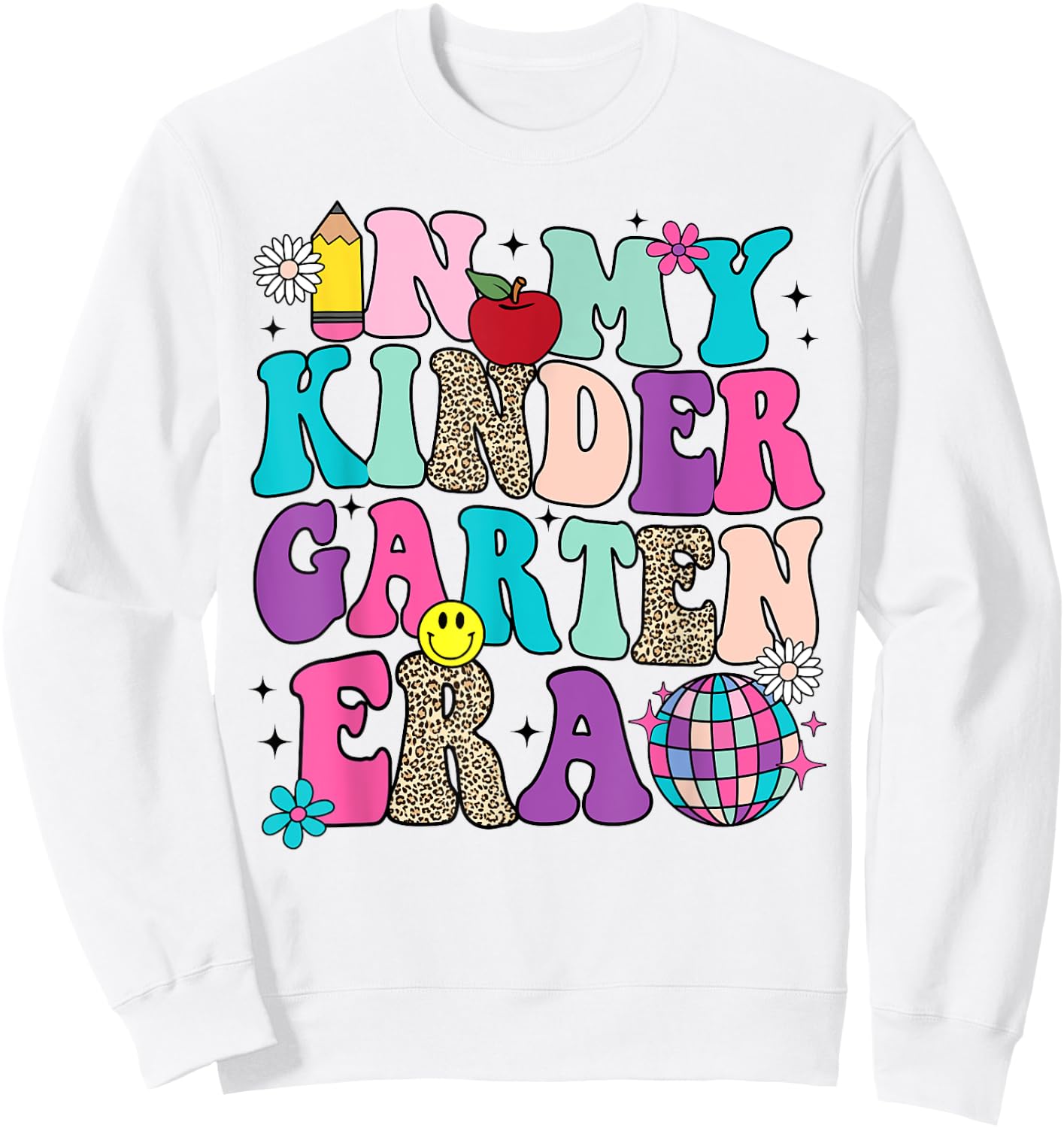 In My Kindergarten Era Back To School Retro Groovy Sweatshirt - Sweatshirt | White