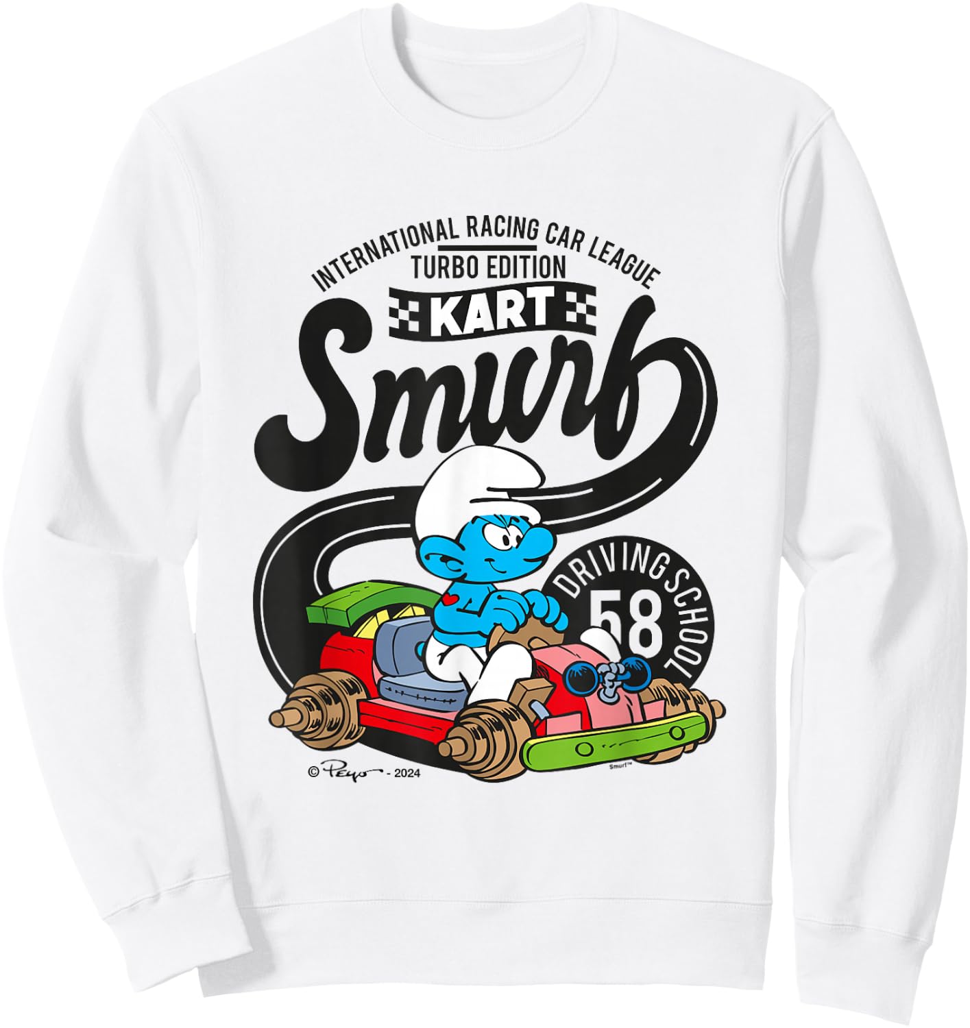 The Smurfs International Racing Car League Kart Logo Sweatshirt - Sweatshirt | White
