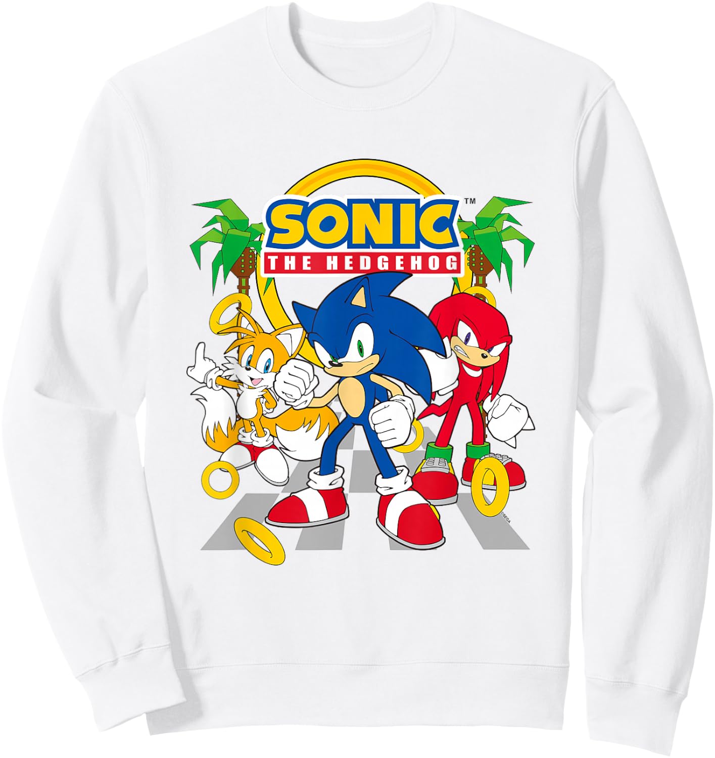 Sonic The Hedgehog Main Trio Gold Rings Epic Group Shot Sweatshirt - Sweatshirt | White