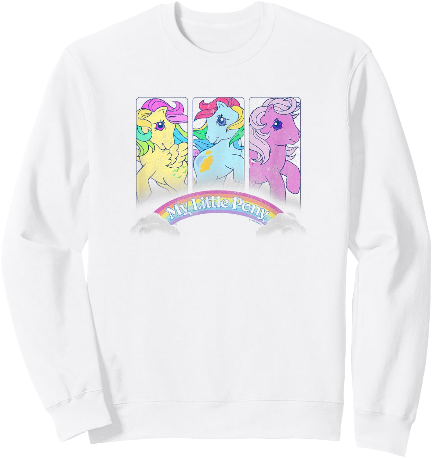 My Little Pony Classic Group Shot Retro Rainbow Box Up Sweatshirt - Sweatshirt | White