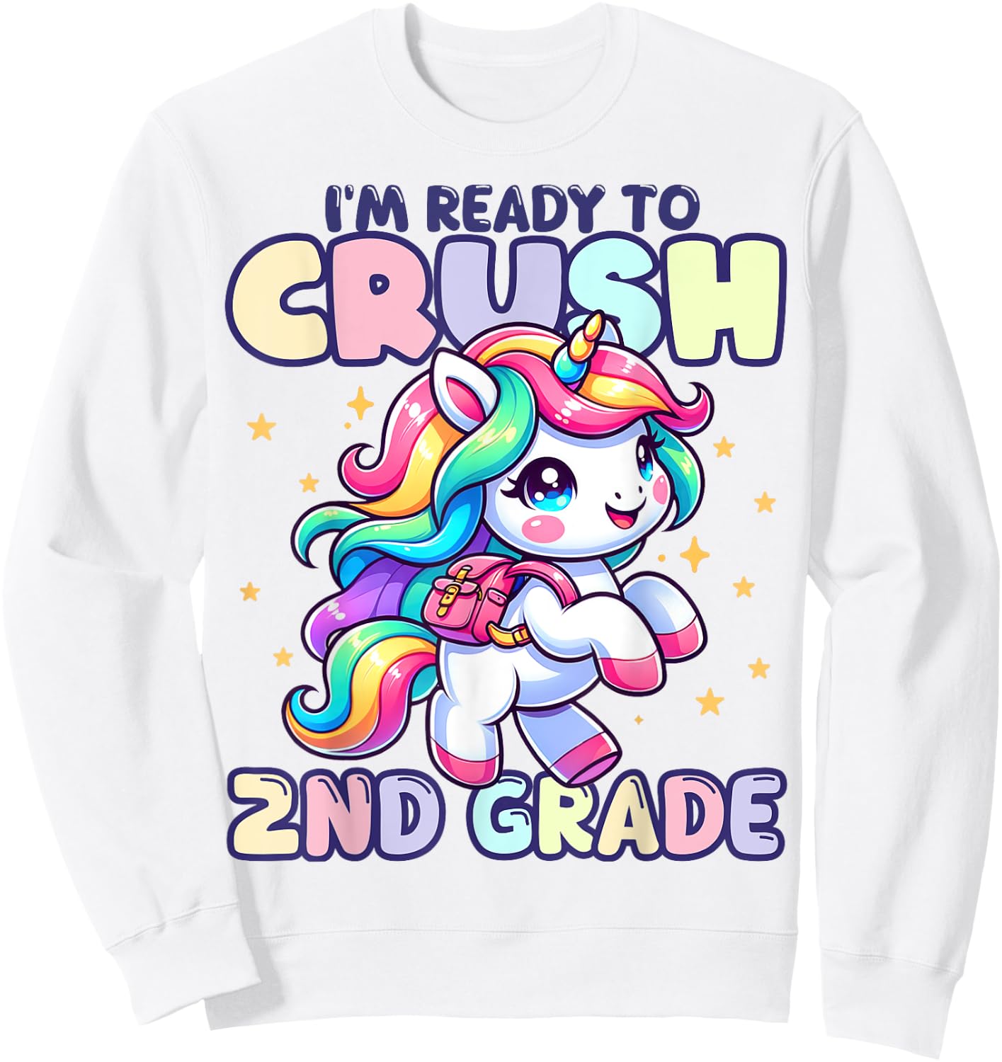 Crush 2nd Grade Girls Back to School Unicorn First Day Cute Sweatshirt - Sweatshirt | White