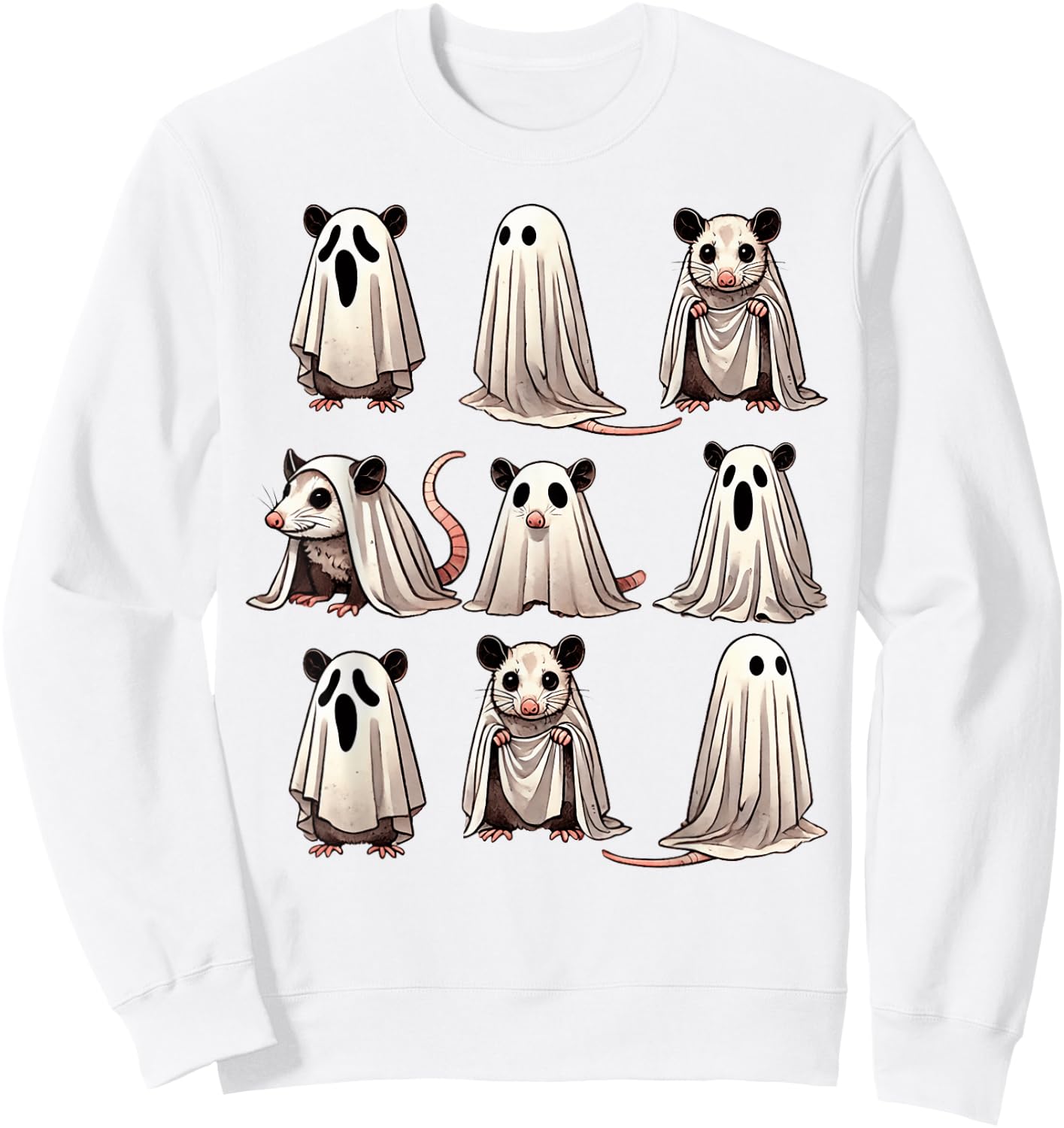 Cute Ghost Opossum Funny Halloween Outfit Costumes Opossum Sweatshirt - Sweatshirt | White
