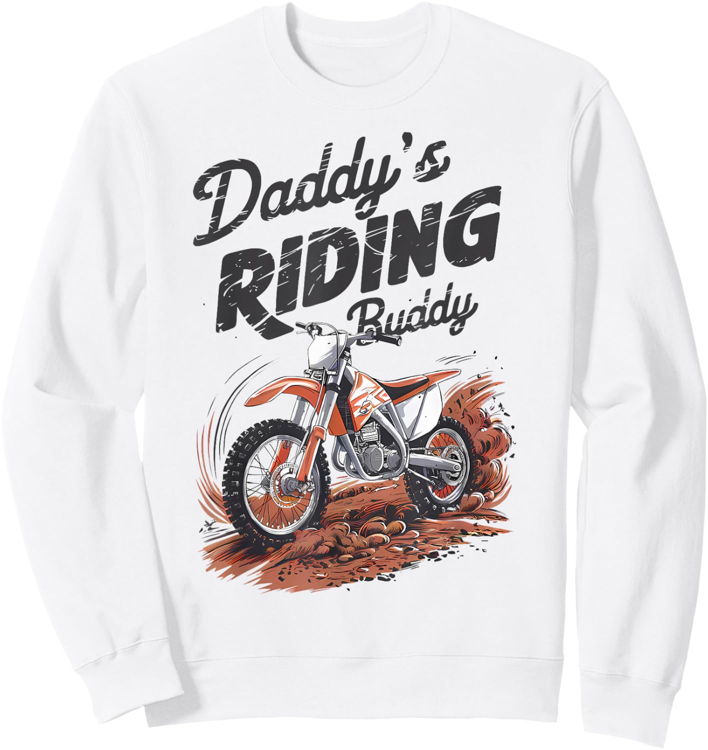 Daddy's Riding Buddy Retro Dirt Bike Dad And Me Boy Kids Sweatshirt - Sweatshirt | White