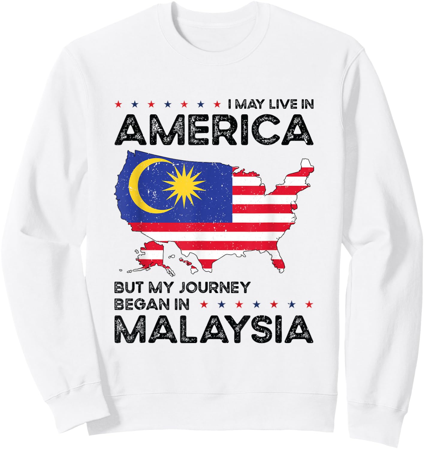 Malaysian American Patriot USA Grown Malaysia US Flag Sweatshirt - Sweatshirt | White